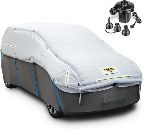 Inflatable Hail Car Cover with Thickened Airtight PVC Airbag Protection, Heavy Duty Anti-Hail Full Car Cover for Sedans & SUVs Length Between 166"–198", Air Pump Included in Saudi Arabia