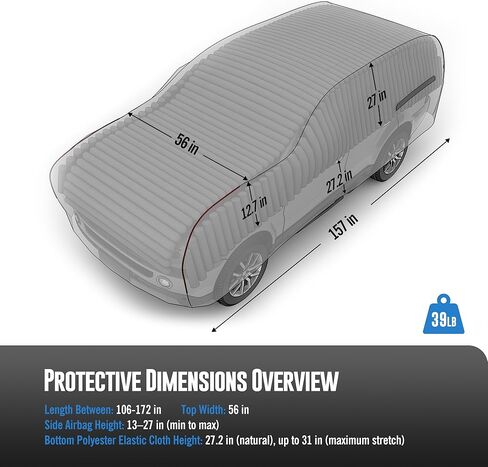 Inflatable Hail Car Cover with Thickened Airtight PVC Airbag Protection, Heavy Duty Anti-Hail Full Car Cover for Sedans & SUVs Length Between 166"–198", Air Pump Included in Saudi Arabia