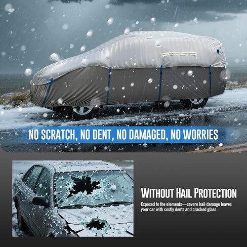 Inflatable Hail Car Cover with Thickened Airtight PVC Airbag Protection, Heavy Duty Anti-Hail Full Car Cover for Sedans & SUVs Length Between 166"–198", Air Pump Included in Saudi Arabia