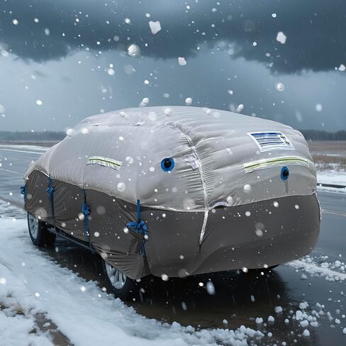 Inflatable Hail Car Cover with Thickened Airtight PVC Airbag Protection, Heavy Duty Anti-Hail Full Car Cover for Sedans & SUVs Length Between 166"–198", Air Pump Included in Saudi Arabia