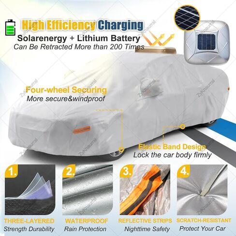 Smart Waterproof Car Cover - All-Weather, Wind & Snowproof, Full Coverage, Solar Charging & Remote Control, Automatic Retractable, Outdoor/Indoor Use Black-YL in Saudi Arabia