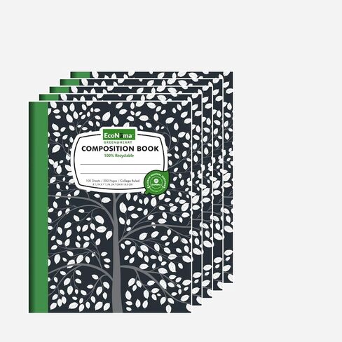 مجموعة دفاتر ملاحظات مكونة من 5 دفاتر جامعية 200 صفحة (100 ورقة) مقاس 9.75 × 7.5 بوصة ورق رخام أسود محايد وقابل لإعادة التدوير ومستلزمات مدرسية ومكتبية صديقة للبيئة للطلاب والمهنيين in Kuwait