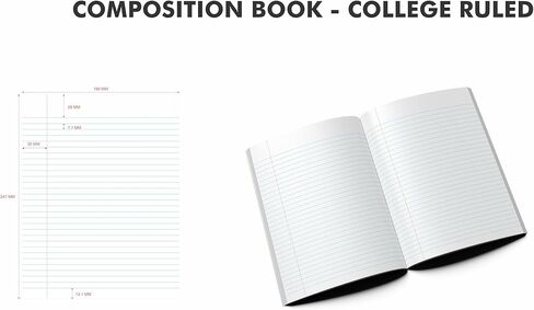 مجموعة دفاتر ملاحظات مكونة من 5 دفاتر جامعية 200 صفحة (100 ورقة) مقاس 9.75 × 7.5 بوصة ورق رخام أسود محايد وقابل لإعادة التدوير ومستلزمات مدرسية ومكتبية صديقة للبيئة للطلاب والمهنيين in Kuwait