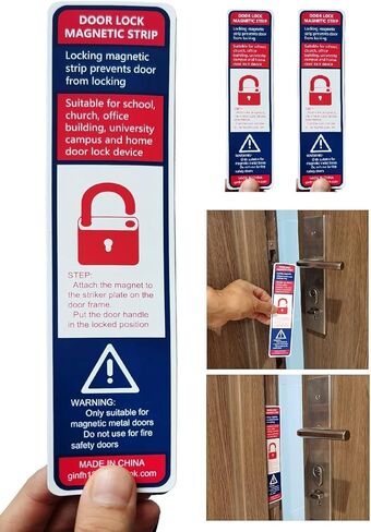 شرائط مغناطيسية للإغلاق، أجهزة أمان للباب، شرائط مغناطيسية رفيعة، مكتب المدرسة، الطوارئ، قفل سريع سهل، مزلاج الباب، نسخة نصية بيضاء (30) in Kuwait