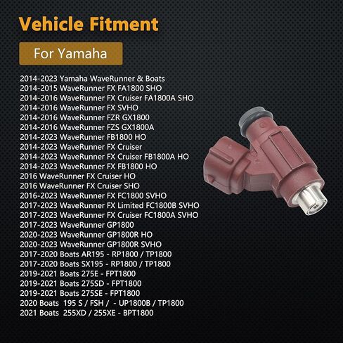 Fuel Injector for Yamaha 195 255 FSH DELUXE SPORT 20-25 / 195S 255XD 255XE 275E 275SD 275SE 19-25 / FX CRUISER SVHO FZR FZS GP GP-R 14-25 Replaces 6ET-13761-00-00 006-639 in Saudi Arabia