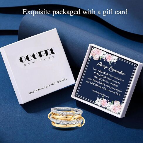 OOOPEL Gold Stackable Rings for Women Non Tarnish 14K Gold Plated Rings and 925 Sterling Silver Cubic Zirconia Ring Hypoallergenic Interlocking Mixed Metals Stacked Ring Set Size 5-9 Jewelry Gifts in Saudi Arabia
