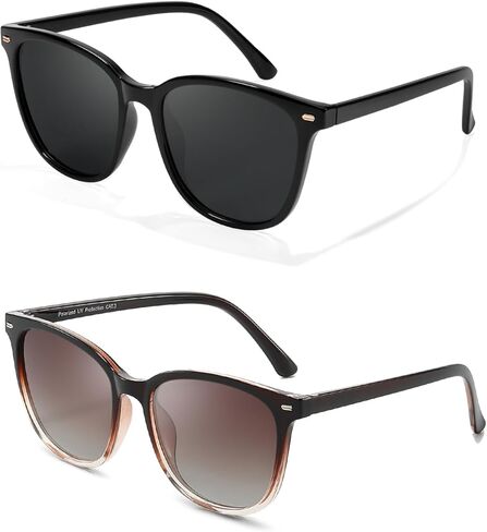 نظارات شمسية مستقطبة من Myiaur للنساء، ظلال مربعة عصرية مع نظارات شمسية للحماية من الأشعة فوق البنفسجية 400 للاستخدام اليومي (عبوتان) in Kuwait