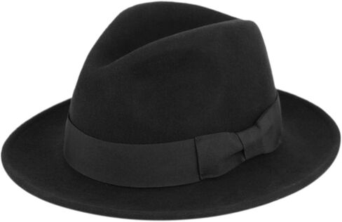 Mens Godfather Milano Wool Felt Fedora Grosgrain Band Center Winter Hat in Saudi Arabia