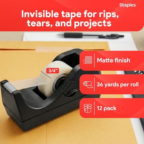 STAPLES 52477-P12 Invisible Tape 12 Pack (Each 36 Yards) in Kuwait