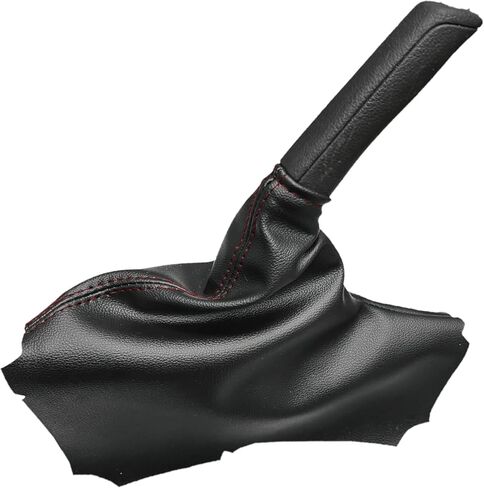 Compatible with Subaru BRZ Scion FR-S 2012 2013 2014 2015 2016 2017 Synthetic Leather Automatic/Manual Parking Brake Boot Cover in Black (Made in USA) (Red Stitching) in Saudi Arabia