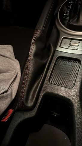 Compatible with Subaru BRZ Scion FR-S 2012 2013 2014 2015 2016 2017 Synthetic Leather Automatic/Manual Parking Brake Boot Cover in Black (Made in USA) (Red Stitching) in Saudi Arabia