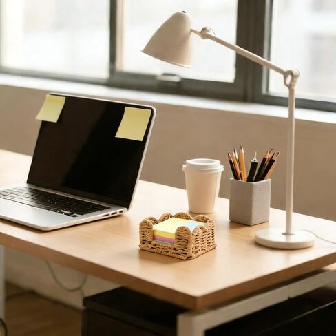 حامل ملاحظات لاصقة، موزع ملاحظات لاصقة منسوج بحبل ورقي مقاس 3 × 3 بوصة، موزع ملاحظات بعد ذلك لملحقات مكتب المكتب، منظم موزع حامل مذكرة لمستلزمات مكتب المدرسة in Kuwait