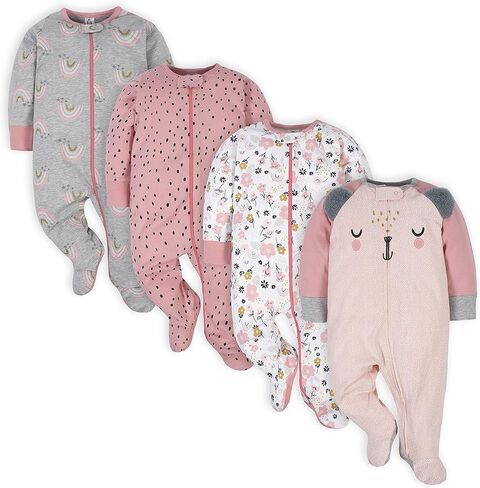 Gerber baby-girls 4 Pack Sleep 'N Play Footie in Kuwait