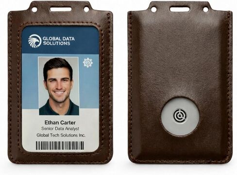 حامل شارة هوية عمودي متوافق مع Centegix CrisisAlert V2، حافظة جلدية نحيفة من البولي يوريثان مع فتحة زر للطوارئ، يحمل شارة إنذار وبطاقة هوية للمعلمين والممرضات وموظفي المدرسة، أسود in Kuwait