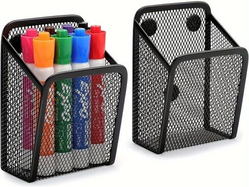 Magnetic Pencil Holder,Mesh Stainless Steel Pen Basket, Metal Writing Utensil Storage Organizer for Whiteboard,Blackboard,Kitchen, Locker, Home, or Office in Saudi Arabia