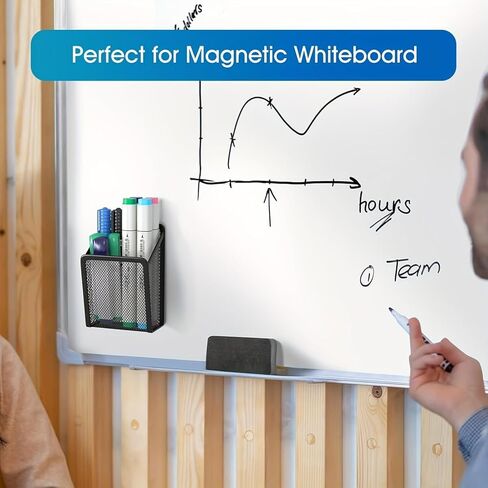 Magnetic Pencil Holder,Mesh Stainless Steel Pen Basket, Metal Writing Utensil Storage Organizer for Whiteboard,Blackboard,Kitchen, Locker, Home, or Office in Saudi Arabia