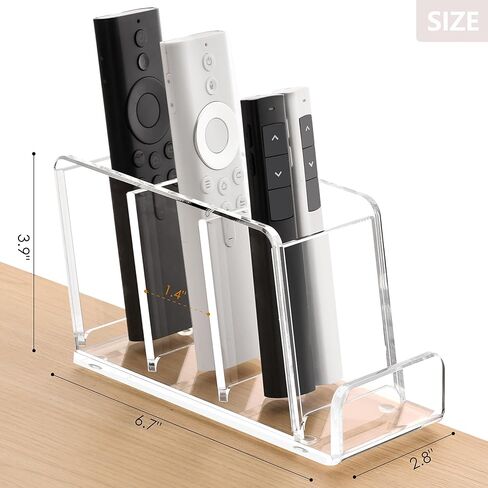 Acrylic Remote Control Holder, 4 Compartments TV Remoter Caddy Desktop Organizer Makeup Brush Holder Storage Fits TV Remotes, Media Controllers, Office Supplies(Clear) in Saudi Arabia