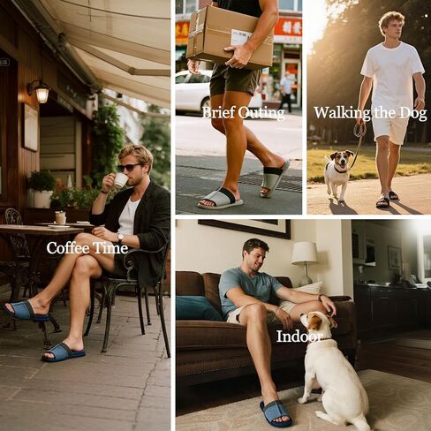 شبشب رجالي مفتوح من الأمام مع نعل غير قابل للانزلاق أحذية رجالية بلونين من إسفنج الذاكرة يمكن غسله في الغسالة للرجال هدية للأصدقاء والأب الذكور in Kuwait