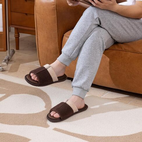 شبشب رجالي مفتوح من الأمام مع نعل غير قابل للانزلاق أحذية رجالية بلونين من إسفنج الذاكرة يمكن غسله في الغسالة للرجال هدية للأصدقاء والأب الذكور in Kuwait