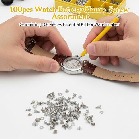 100 PCS Watch Battery Clamp Screws Watch Repair Screws Watches Battery Replacement Kit for Watches Repair Replace in Saudi Arabia