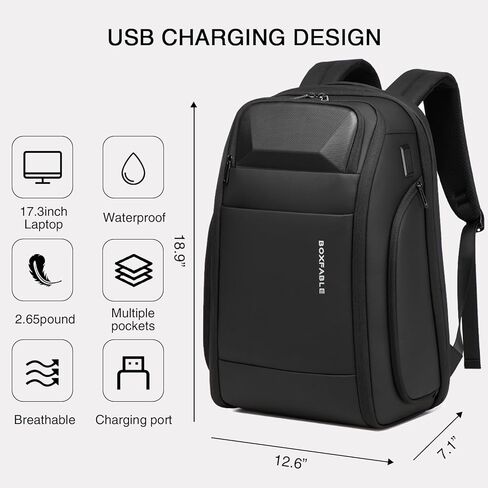 Travel Anti Theft Laptop Backpack, Water Resistant Business Backpack with USB Charging Port, Carry on Tech Backpack, Work Computer Backpack Gift for Men for Office Fits 17.3 Inch Laptop in Saudi Arabia