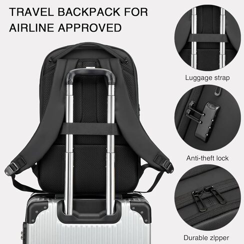 Travel Anti Theft Laptop Backpack, Water Resistant Business Backpack with USB Charging Port, Carry on Tech Backpack, Work Computer Backpack Gift for Men for Office Fits 17.3 Inch Laptop in Saudi Arabia