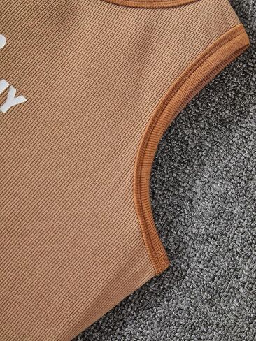 Milumia Girl's 2 Pack Letter Print Rib Knit Sleeveless Round Neck Casual Crop Tank Tops in Saudi Arabia