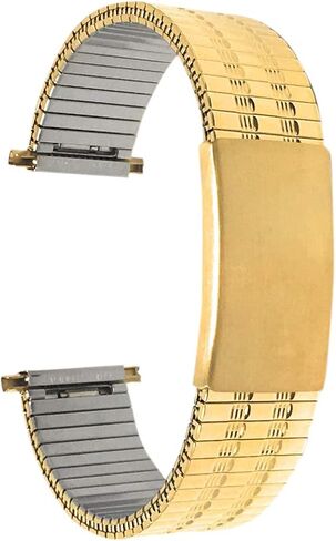 Bandini Adjustable Length Stretch Watch Band, Stainless Steel, Straight End, Metal Expansion Strap - Silver, Gold and Silver/Gold Tone - 12mm, 13mm, 14mm, 18mm, 19mm, 20mm, 21mm, 22mm in Saudi Arabia