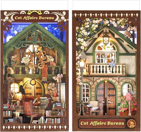 مجموعة زوايا الكتب، DIY 3D خشبية لغز Booknook Bookend Miniature رف الكتب الديكور in Kuwait