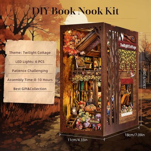 مجموعة زوايا الكتب، DIY 3D خشبية لغز Booknook Bookend Miniature رف الكتب الديكور in Kuwait