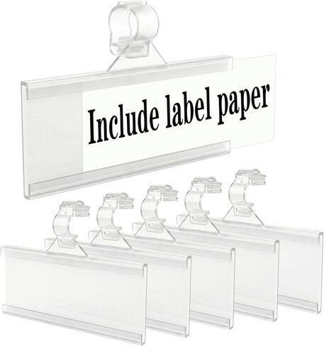 Wire Shelf Label Holder, ELEMGULY 35PCS Plastic Basket Label Holders with Tight Snap Lock, Reusable Bins Basket Labels Clip with Paper Label Inserts for Home Market Office (3 x 1.38 Inch) in Kuwait
