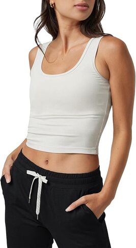 Fioboc قطع علوية مقصوصة للنساء بدون أكمام ورقبة سكوب للتمرين قطع علوية قابلة للتنفس بقصة ضيقة لليوجا والصالة الرياضية قميص أكتيفيوير in Kuwait