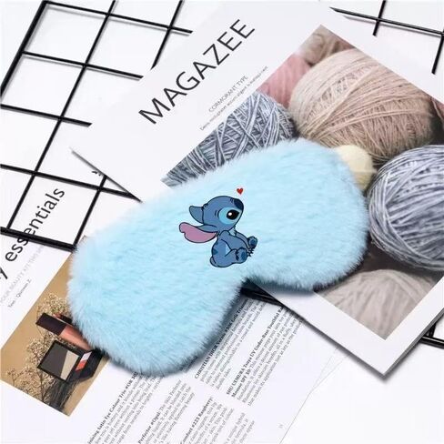 Cute Stitch Eye Masks for Sleep, Cartoon Plush Blindfold, Soft Funny Travel Eye Cover (Pink) in Saudi Arabia
