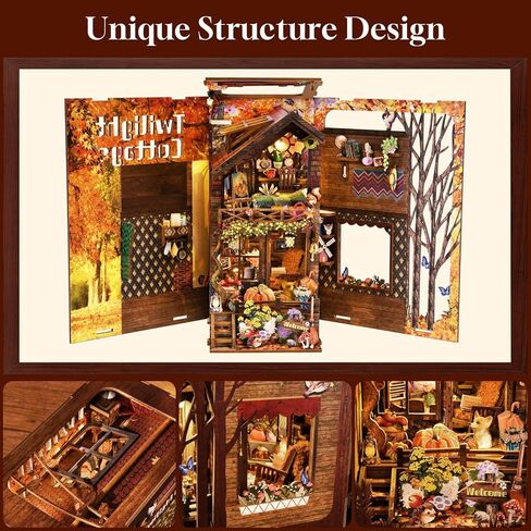 Book Nook Kit, DIY 3D Wooden Puzzle Booknook Bookend Miniature Bookshelf Decoration in Saudi Arabia