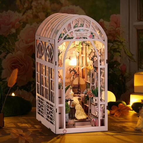 Book Nook Kit, DIY 3D Wooden Puzzle Booknook Bookend Miniature Bookshelf Decoration in Saudi Arabia