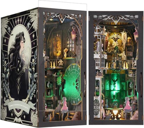 مجموعة زوايا الكتب، DIY 3D خشبية لغز Booknook Bookend Miniature رف الكتب الديكور in Kuwait