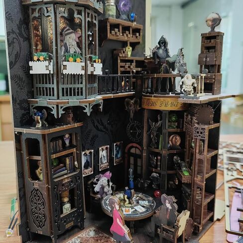 مجموعة زوايا الكتب، DIY 3D خشبية لغز Booknook Bookend Miniature رف الكتب الديكور in Kuwait