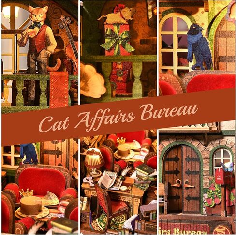 مجموعة زوايا الكتب، DIY 3D خشبية لغز Booknook Bookend Miniature رف الكتب الديكور in Kuwait