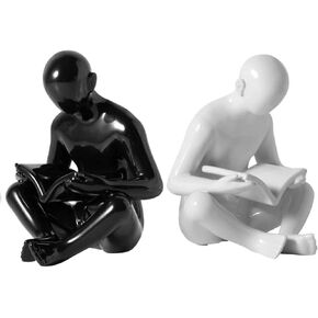 كتاب ينتهي الشمال الإبداعية الدفتين التماثيل أبيض وأسود بسيط كتاب حامل الحلي المنزل مكتب الديكور سطح المكتب رف الكتب الكتب دعم in Kuwait