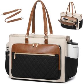 حقيبة كمبيوتر محمول للنساء للعمل، حقيبة يد مدرسية متعددة الجيوب مع حامل أكواب، محفظة كمبيوتر 17.3 بوصة للمكتب والسفر in Kuwait