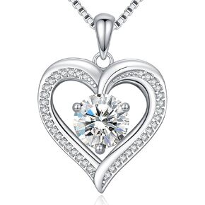 Moissanite Heart Necklaces for Women, 1-3 Carat Moissanite 925 Sterling Silver Necklace, Anniversary Present for Women, Birthday Gifts for Wife, Jewelry Gifts for Wife, Mom, Girlfriend in Saudi Arabia