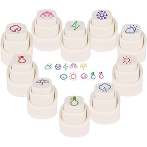 Button Type Planner Stamps Set of 10- Weather Stamps & Book AnnotationStamps with Easy-Grip Stamper Handle for Journaling, Diary, Scrapbooking, Bullet Journal Teacher Student Gift in Kuwait