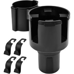 2-in-1 Car Cup Holder Expander with 4 Hooks - Upgraded Adjustable & Expandable Base, Offset Option, Versatile Car Accessories Fits Yeti, Hydroflask, Large Water Bottles in Kuwait