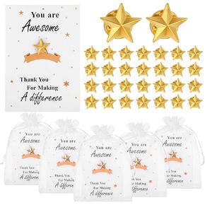 Employee Appreciation Gifts Star Pins Thank You Gifts Star Badge Lapel Pins Inspirational Cards Organza Bags for Coworkers Teacher Employee Team Volunteer Staff Recognition Awards Ceremony in Kuwait