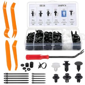 135 Pcs Car Retainer Clips, Plastic Car Body Trim Clips Kit, Car Fixing Clips, Auto Body Fastener Rivet Trim Clips, with Fastener Rivet Clips, Auto Trim Removal Tools, Cable Ties, Sponge-Cushions in Saudi Arabia