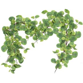Artificial Hanging Willow Leaves Vine Twigs 2Pcs 5.7Ft Halloween Black Garland Fake Hanging Plant Silk Willow leaf Ivy Faux Greenery Indoor Outdoor Jungle Birthday Fall Halloween Christmas Party Decor in Kuwait