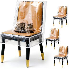 أغطية الكراسي، أغطية كراسي الطعام البلاستيكية، أغطية مقاعد مقاومة للماء لكراسي غرفة الطعام، 4 عبوات من واقيات الكراسي الشفافة من البولي فينيل كلوريد - عرض 21 × عمق 18 يناسب مقاس 16-23 بوصة in Kuwait