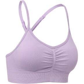 حمالات صدر رياضية من NVS للنساء مكشكشة ورقبة على شكل حرف V وأشرطة قابلة للتعديل على شكل حرف Y ومبطنة من الخلف بدون خياطة للتمرين in Kuwait