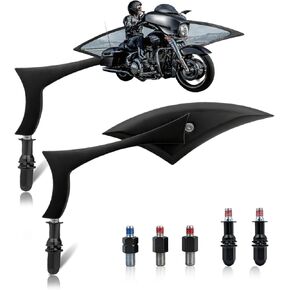 مرايا الدراجات النارية للمقود، مرايا جانبية من الكروم بيضاوية الشكل متوافقة مع Harley Road King، Softail، Street Glide، Electra، Sportster، Dyna والمزيد in Kuwait