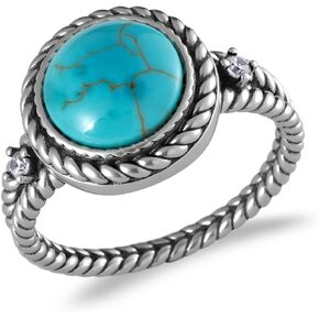 Genuine Turquoise Rings 925 Sterling Silver Western Boho Style Rings Vintage Natural Gemstone Real Turquoise Jewelry Gifts for Women in Kuwait